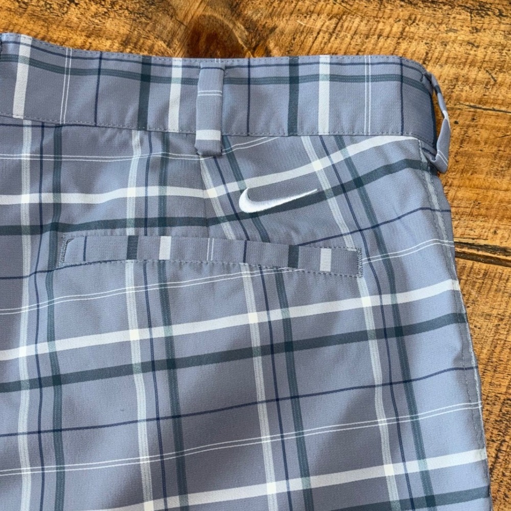 Nike Golf Dri-Fit Mens Blue Gray Plaid Stretch Casual Athleisure Shorts Size 34 - Picture 6 of 8